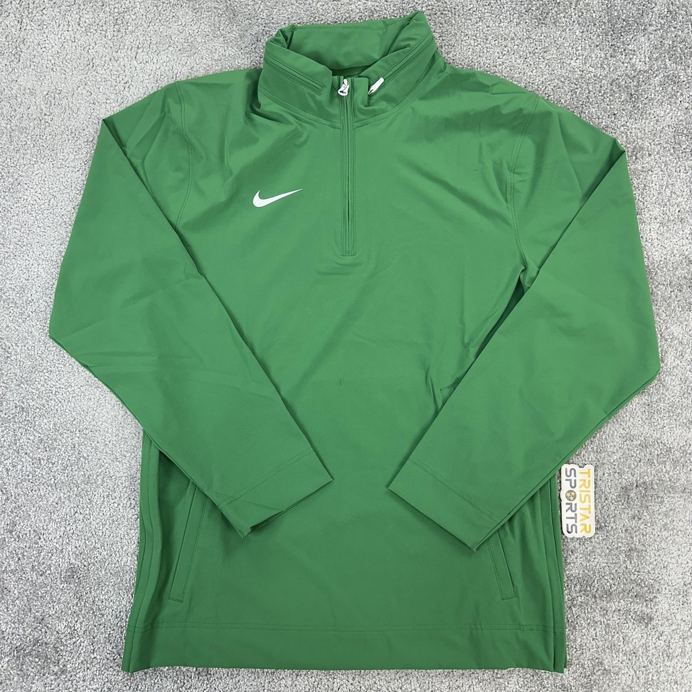 Nike Football Coaches Jacket Mens Small Green 1/4 Zip Long Sleeve Hood Pullover